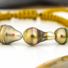 Load image into Gallery viewer, READY TO SHIP Unisex Civa Fiji Pearl Trio Bracelet - Nylon & 14k Gold Fill FJD$