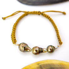 Load image into Gallery viewer, READY TO SHIP Unisex Civa Fiji Pearl Trio Bracelet - Nylon & 14k Gold Fill FJD$
