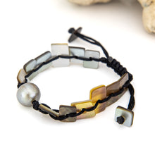 Load image into Gallery viewer, READY TO SHIP Unisex Mother of Pearl & Civa Fiji Pearl Nylon Bracelet - FJD$