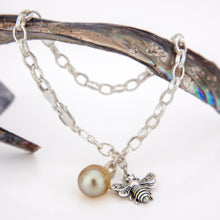 Load image into Gallery viewer, READY TO SHIP Civa Fiji Graded Pearl & Honey Bee Charm Bracelet - 925 Sterling Silver FJD$