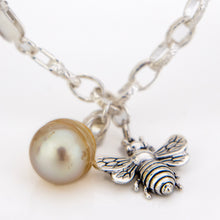Load image into Gallery viewer, READY TO SHIP Civa Fiji Graded Pearl & Honey Bee Charm Bracelet - 925 Sterling Silver FJD$