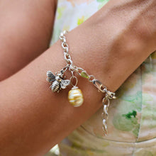 Load image into Gallery viewer, READY TO SHIP Civa Fiji Graded Pearl & Honey Bee Charm Bracelet - 925 Sterling Silver FJD$