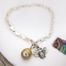Load image into Gallery viewer, READY TO SHIP Civa Fiji Graded Pearl & Honey Bee Charm Bracelet - 925 Sterling Silver FJD$