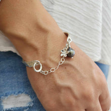 Load image into Gallery viewer, READY TO SHIP Civa Fiji Pearl Organic Cast Bracelet with Frangipani charm - 925 Sterling Silver FJD$