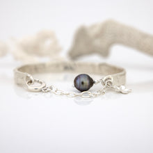 Load image into Gallery viewer, READY TO SHIP Civa Fiji Pearl Organic Cast Bracelet with Frangipani charm - 925 Sterling Silver FJD$