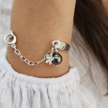 Load image into Gallery viewer, READY TO SHIP Civa Fiji Pearl Organic Cast Bracelet with Frangipani charm - 925 Sterling Silver FJD$