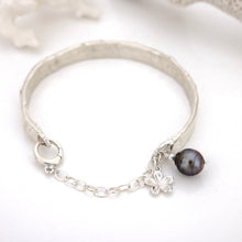 Load image into Gallery viewer, READY TO SHIP Civa Fiji Pearl Organic Cast Bracelet with Frangipani charm - 925 Sterling Silver FJD$