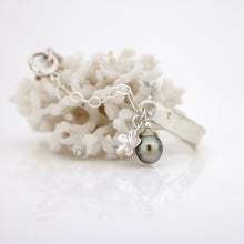 Load image into Gallery viewer, READY TO SHIP Civa Fiji Pearl Organic Cast Bracelet with Frangipani charm - 925 Sterling Silver FJD$