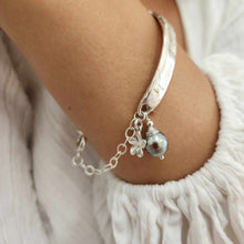Load image into Gallery viewer, READY TO SHIP Civa Fiji Pearl Organic Cast Bracelet with Frangipani charm - 925 Sterling Silver FJD$
