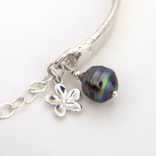 Load image into Gallery viewer, READY TO SHIP Civa Fiji Pearl Organic Cast Bracelet with Frangipani charm - 925 Sterling Silver FJD$