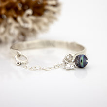 Load image into Gallery viewer, READY TO SHIP Civa Fiji Pearl Organic Cast Bracelet with Frangipani charm - 925 Sterling Silver FJD$