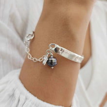 Load image into Gallery viewer, READY TO SHIP Civa Fiji Pearl Organic Cast Bracelet with Frangipani charm - 925 Sterling Silver FJD$