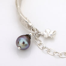 Load image into Gallery viewer, READY TO SHIP Civa Fiji Pearl Organic Cast Bracelet with Frangipani charm - 925 Sterling Silver FJD$