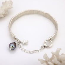 Load image into Gallery viewer, READY TO SHIP Civa Fiji Pearl Organic Cast Bracelet with Frangipani charm - 925 Sterling Silver FJD$