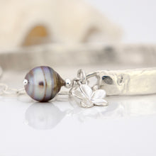 Load image into Gallery viewer, READY TO SHIP Civa Fiji Pearl Organic Cast Bracelet with Frangipani charm - 925 Sterling Silver FJD$