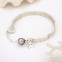 Load image into Gallery viewer, READY TO SHIP Civa Fiji Pearl Organic Cast Bracelet with Frangipani charm - 925 Sterling Silver FJD$