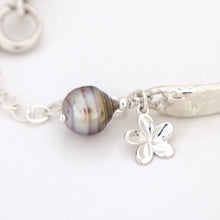 Load image into Gallery viewer, READY TO SHIP Civa Fiji Pearl Organic Cast Bracelet with Frangipani charm - 925 Sterling Silver FJD$