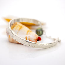 Load image into Gallery viewer, READY TO SHIP Civa Fiji Pearl Organic Cast Bracelet with Frangipani charm - 925 Sterling Silver FJD$