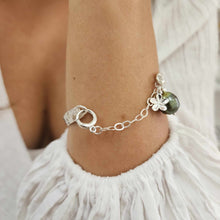 Load image into Gallery viewer, READY TO SHIP Civa Fiji Pearl Organic Cast Bracelet with Frangipani charm - 925 Sterling Silver FJD$