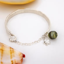 Load image into Gallery viewer, READY TO SHIP Civa Fiji Pearl Organic Cast Bracelet with Frangipani charm - 925 Sterling Silver FJD$