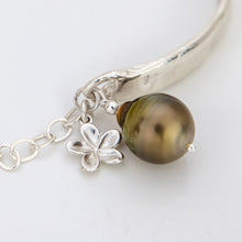 Load image into Gallery viewer, READY TO SHIP Civa Fiji Pearl Organic Cast Bracelet with Frangipani charm - 925 Sterling Silver FJD$