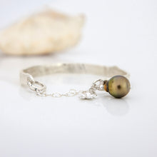 Load image into Gallery viewer, READY TO SHIP Civa Fiji Pearl Organic Cast Bracelet with Frangipani charm - 925 Sterling Silver FJD$