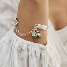 Load image into Gallery viewer, READY TO SHIP Civa Fiji Pearl Organic Cast Bracelet with Frangipani charm - 925 Sterling Silver FJD$
