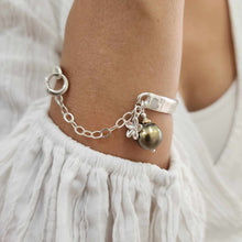 Load image into Gallery viewer, READY TO SHIP Civa Fiji Pearl Organic Cast Bracelet with Frangipani charm - 925 Sterling Silver FJD$