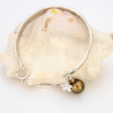 Load image into Gallery viewer, READY TO SHIP Civa Fiji Pearl Organic Cast Bracelet with Frangipani charm - 925 Sterling Silver FJD$