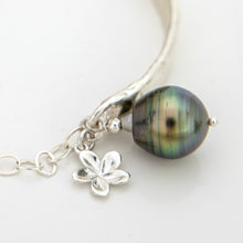 Load image into Gallery viewer, READY TO SHIP Civa Fiji Pearl Organic Cast Bracelet with Frangipani charm - 925 Sterling Silver FJD$