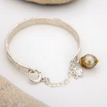 Load image into Gallery viewer, READY TO SHIP Civa Fiji Pearl Organic Cast Bracelet with Frangipani charm - 925 Sterling Silver FJD$
