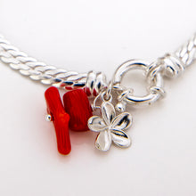 Load image into Gallery viewer, CONTACT US TO RECREATE THIS SOLD OUT STYLE Frangipani Charm & Coral Bracelet - 925 Sterling Silver FJD$