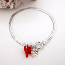 Load image into Gallery viewer, CONTACT US TO RECREATE THIS SOLD OUT STYLE Frangipani Charm & Coral Bracelet - 925 Sterling Silver FJD$