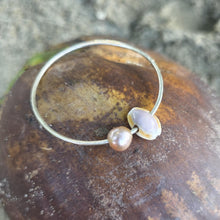 Load image into Gallery viewer, READY TO SHIP Freshwater Pearl & Shell Bangle - 925 Sterling Silver FJD$