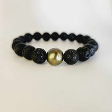 Load image into Gallery viewer, READY TO SHIP Stretch Fiji Saltwater Pearl & Lava Stone Bracelet FJD$