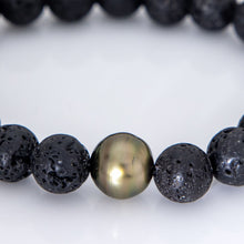 Load image into Gallery viewer, READY TO SHIP Stretch Fiji Saltwater Pearl & Lava Stone Bracelet FJD$