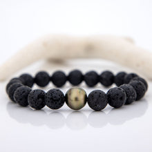 Load image into Gallery viewer, READY TO SHIP Stretch Fiji Saltwater Pearl & Lava Stone Bracelet FJD$