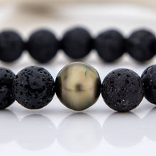 Load image into Gallery viewer, READY TO SHIP Stretch Fiji Saltwater Pearl & Lava Stone Bracelet FJD$
