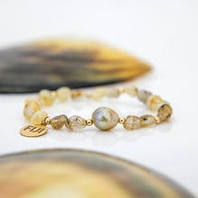 Load image into Gallery viewer, READY TO SHIP Stretch Fiji Saltwater Pearl & Semi Precious Stone Bracelet FJD$