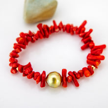 Load image into Gallery viewer, CONTACT US TO RECREATE THIS SOLD OUT STYLE Civa Fiji Pearl Red Coral Stretch Bracelet - FJD$