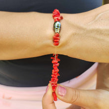 Load image into Gallery viewer, READY TO SHIP Civa Fiji Pearl Red Coral Stretch Bracelet - FJD$