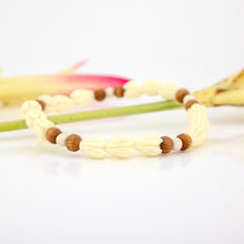 Load image into Gallery viewer, READY TO SHIP Unisex Pikake Flower & Wooden Bead Bracelet FJD$