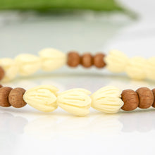 Load image into Gallery viewer, READY TO SHIP Unisex Pikake Flower & Wooden Bead Bracelet FJD$