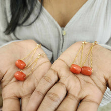Load image into Gallery viewer, READY TO SHIP Coral Stud Drop Earrings - 14k Gold Fill FJD$