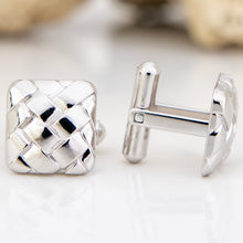 Load image into Gallery viewer, READY TO SHIP Woven Ibe Cufflinks - Rhodium Plated FJD$