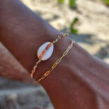 Load image into Gallery viewer, CHOOSE A COLOUR Cowrie Shell & Glass Bead Double Chain Bracelet in 14k Gold Fill - FJD$