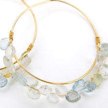 Load image into Gallery viewer, READY TO SHIP Aquamarine Hoop Earrings in 14k Gold Fill - FJD$