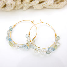 Load image into Gallery viewer, READY TO SHIP Aquamarine Hoop Earrings in 14k Gold Fill - FJD$