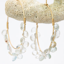 Load image into Gallery viewer, READY TO SHIP Aquamarine Hoop Earrings in 14k Gold Fill - FJD$