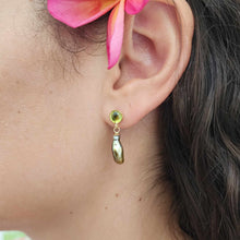 Load image into Gallery viewer, READY TO SHIP Peridot & Fiji Keshi Pearl Stud Earrings - 14k Gold Fill FJD$